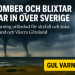 Tromber och kraftiga blixtar drar in över västkusten
