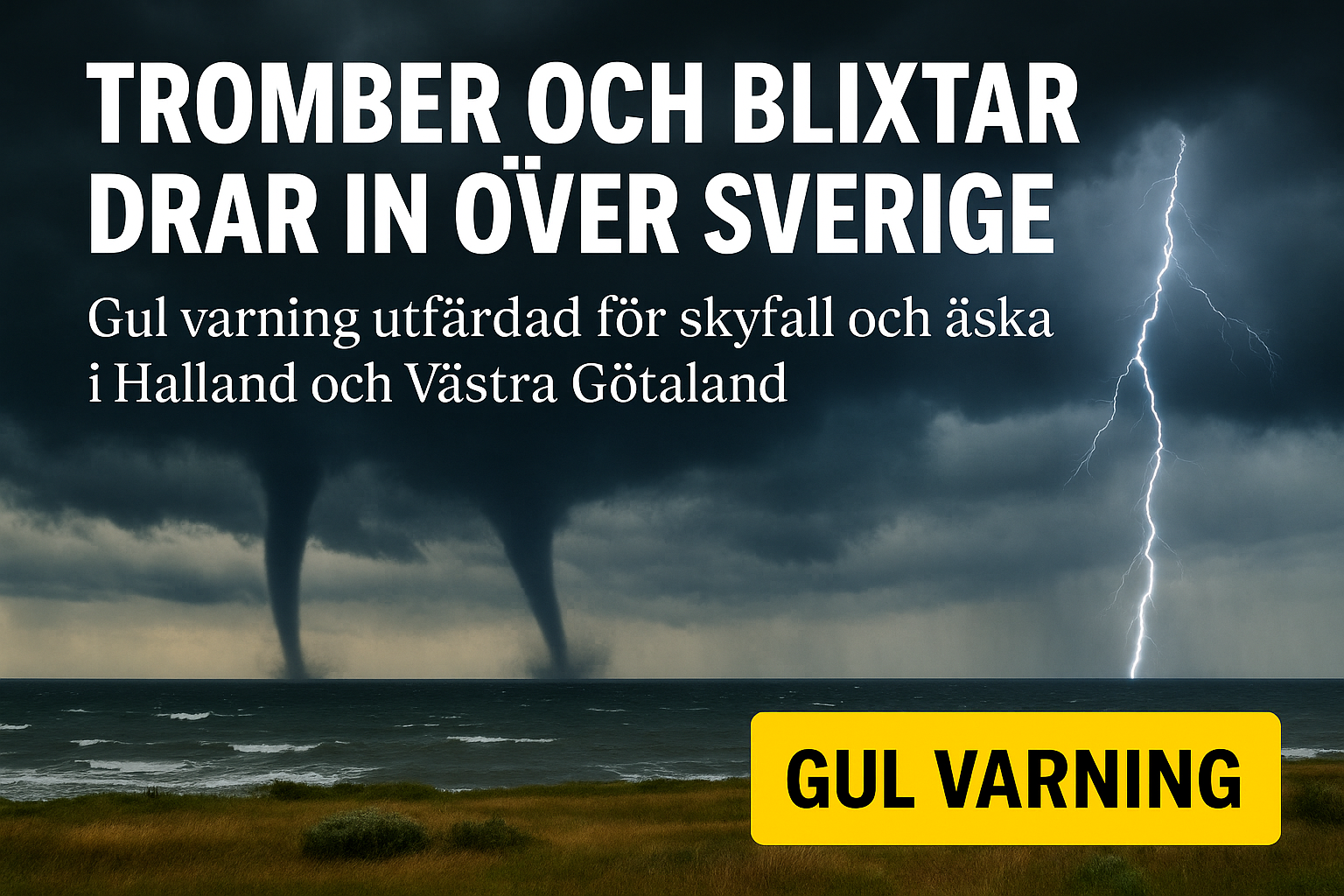 Tromber och kraftiga blixtar drar in över västkusten