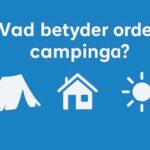 Vad betyder ordet campinga?" samt symboler för tält, hus och sol mot blå bakgrund.